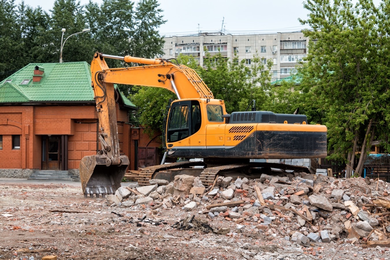 buldozer-crawler-excavator-site-destroyed-building